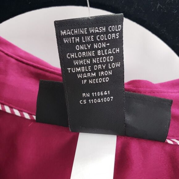 Lane Bryant 18 Purple Button Up Blouse Womens Plus Cotton Blend Stretch Top - Picture 5 of 10